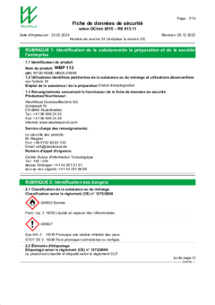 WMP 113 Fiche de données de sécurité